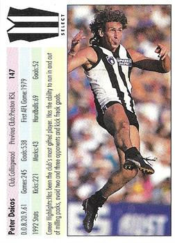 1993 Select AFL #147 Peter Daicos Back